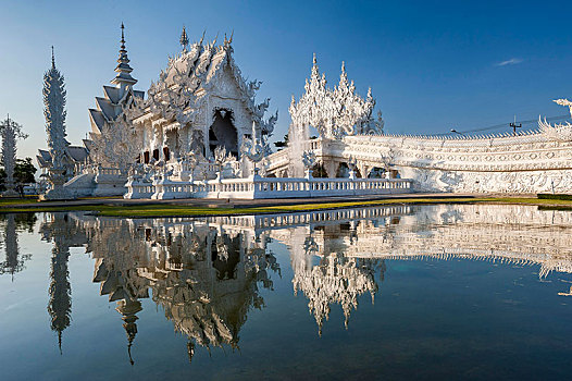 寺院,庙宇,白色,反射,清莱,北方,泰国,亚洲