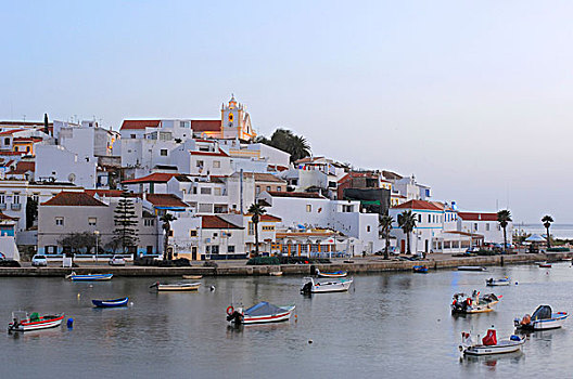 船,晚间,阿尔加维,葡萄牙,欧洲