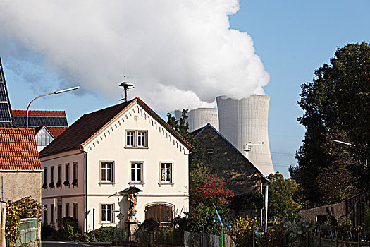 冷却塔,核电站,靠近,弗兰克尼亚,巴伐利亚,德国,欧洲