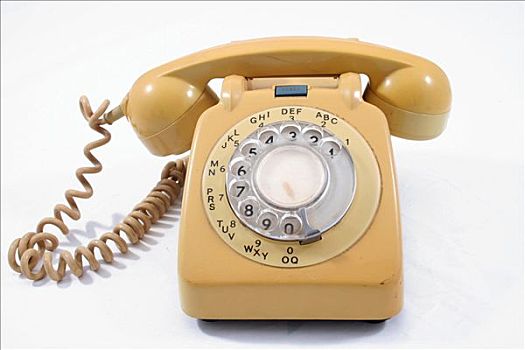 黄色,复古,拨号,电话,70年代