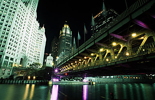 芝加哥,密歇根大道,光亮,桥