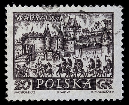 中世纪,城镇,华沙,骑兵