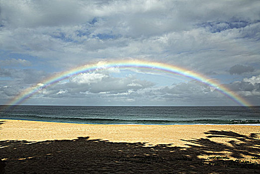 夏威夷,瓦胡岛,北岸,满,活力,彩虹,上方,海洋