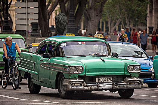 出租车,老,美洲,道路,街上,哈瓦那,古巴,北美