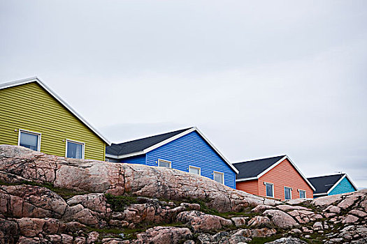 彩色,房子,伊路利萨特,西部,海岸,格陵兰