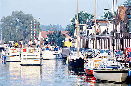 房船,港口,正面,停车,建筑,阿姆斯特丹,荷兰