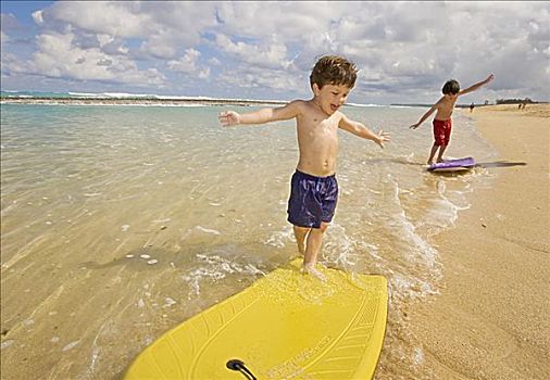 夏威夷,毛伊岛,婴儿,海滩,孩子,男孩,玩,水