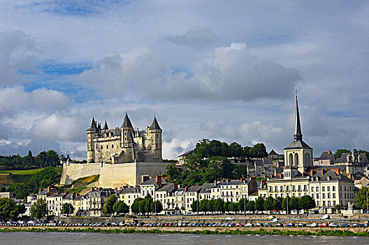 卢瓦尔河,索米尔,城堡,教堂,缅因与卢瓦省,卢瓦尔河谷,法国,欧洲
