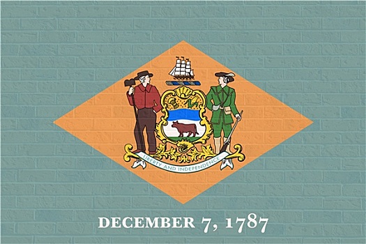 特拉华州,旗帜,砖墙