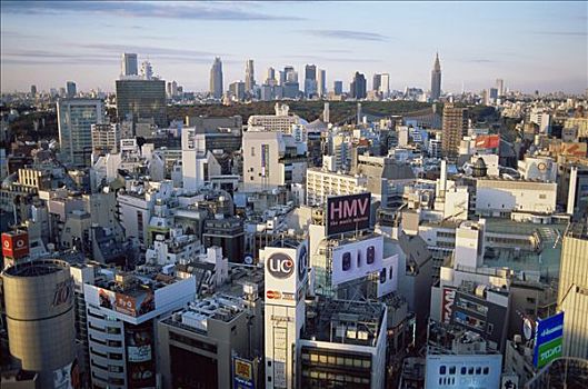 日本,东京,涩谷,区域,天际线,新宿,背景