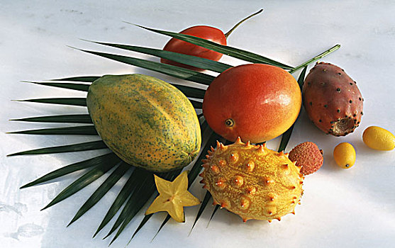 种类,进口水果,棕榈叶