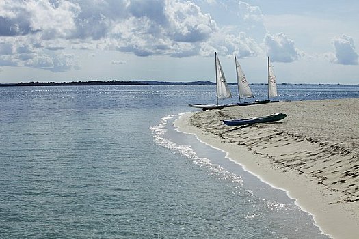 帆船,停泊,沙滩