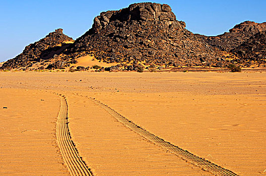 轮胎,沙漠,沙子,撒哈拉沙漠,利比亚,北非,非洲
