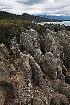 新西兰薄饼岩pancakerocks,新西兰千层饼岩石公园
