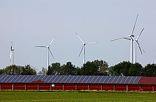 风电场,太阳能,能量,生产,大,稳定,靠近,特快专递,下萨克森,德国,欧洲