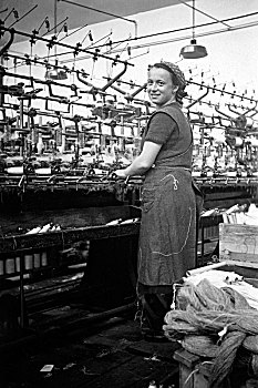 纺织业,女人,旋转,工厂,20世纪30年代,德国,欧洲