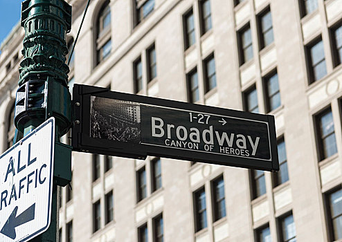 百老汇,街道,名字,标识,曼哈顿,纽约,美国,北美