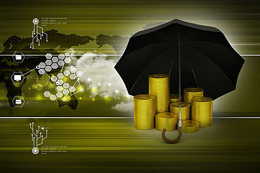 金币,黑色,伞