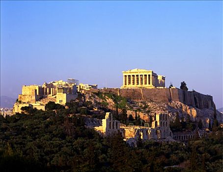 希腊,雅典,帕特侬神庙,全景,卫城
