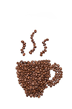 拼成图形的咖啡豆