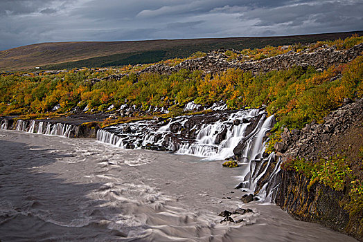 冰岛,西部,秋色,多云
