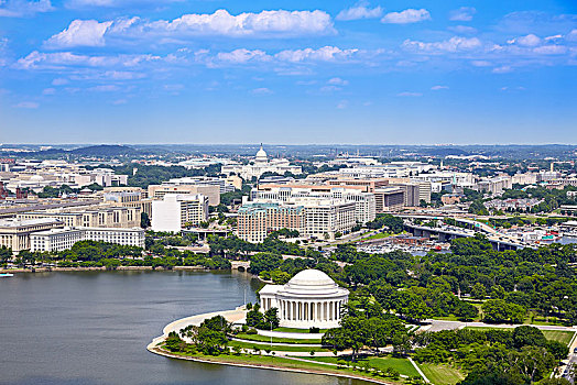 华盛顿特区,俯视,杰斐逊,纪念,航拍,建筑