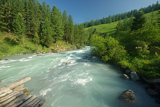 山,河,水流,峡谷,石头,岩石,陆地,靠近,漂亮,山景