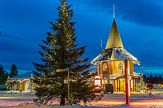 圣诞老人,乡村,黄昏,芬兰