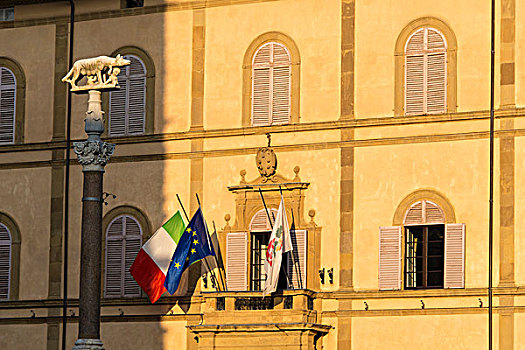 欧洲,意大利,锡耶纳,建筑,中央教堂,展示,欧盟,旗帜,雕塑,下午,亮光