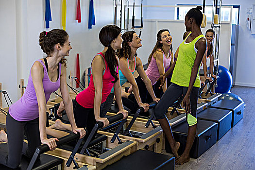 女性,训练,互动,群体,女人,练习,健身房