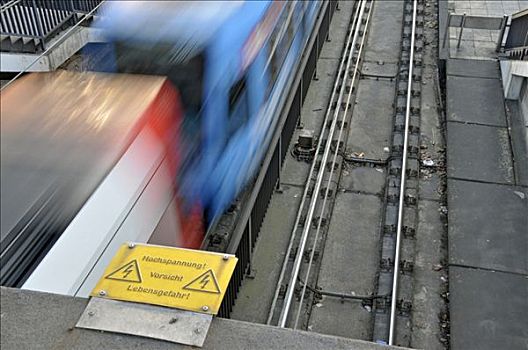 警告标识,缆车,科隆,北莱茵威斯特伐利亚,德国,欧洲