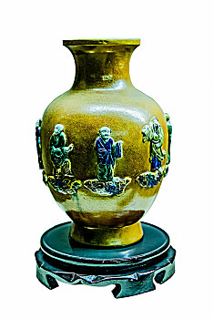 清代黄釉八仙人物陶瓷瓶