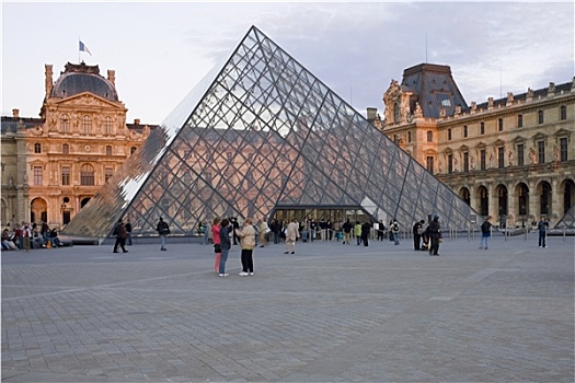 旅游,正面,美术馆,卢浮宫金字塔,卢浮宫,巴黎