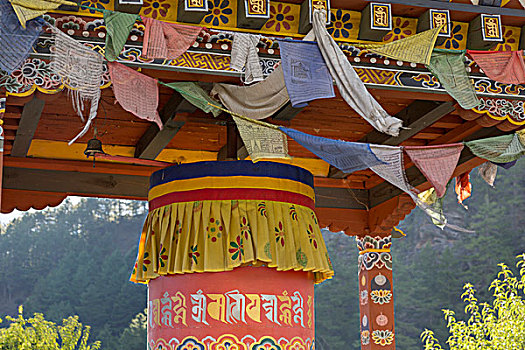 亚洲,不丹,转经轮,乡村