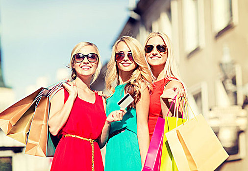 销售,旅游,高兴,人,概念,美女,金发,女人,购物袋