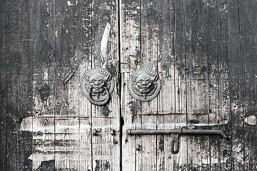 老旧的木门,安徽省黟县卢村古民居木门