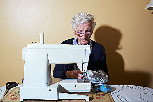 老太太,工作,缝纫机