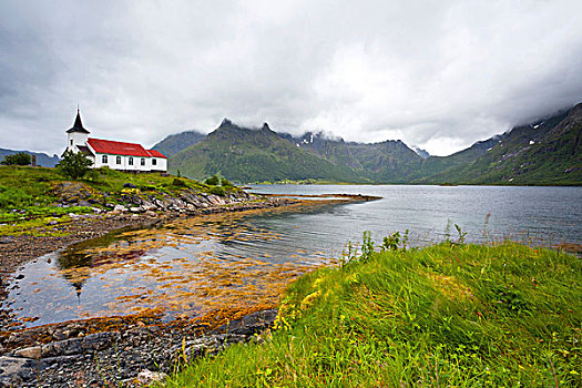 小教堂,罗浮敦群岛,挪威,斯堪的纳维亚,欧洲