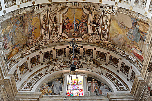 拱顶天花板,天花板,文艺复兴,朝拜,教堂,建筑师,建造,蒙蒂普尔查诺红葡萄酒,托斯卡纳,意大利,欧洲