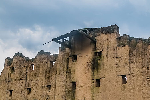 福建省,龙岩市,永定区,南村,破败,断壁残垣,土楼,建筑,景观