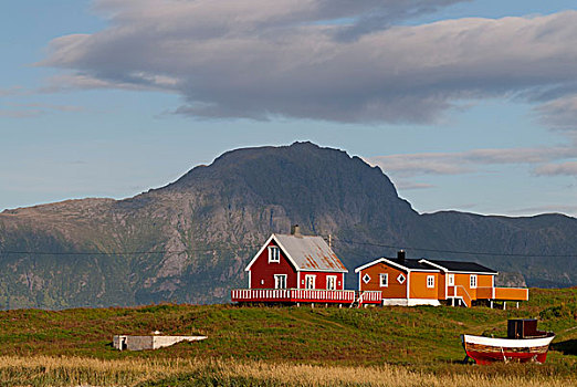 云,高处,彩色,房子,靠近,诺尔兰郡,挪威,欧洲