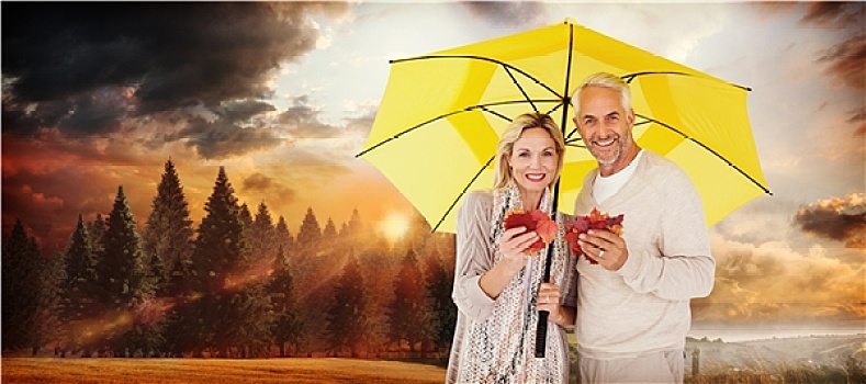 合成效果,图像,头像,幸福伴侣,黄色,伞