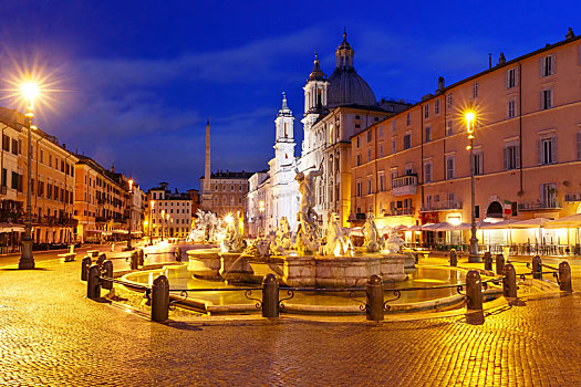 纳佛那广场,广场,夜晚,罗马,意大利