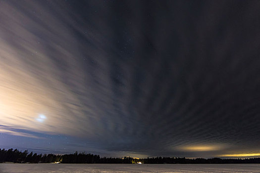 芬兰,区域,云,夜空