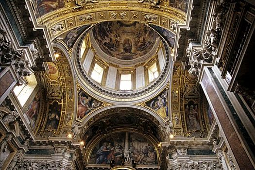 圣玛丽亚教堂,大教堂,室内,穹顶,天花板,装饰,罗马,意大利,欧洲