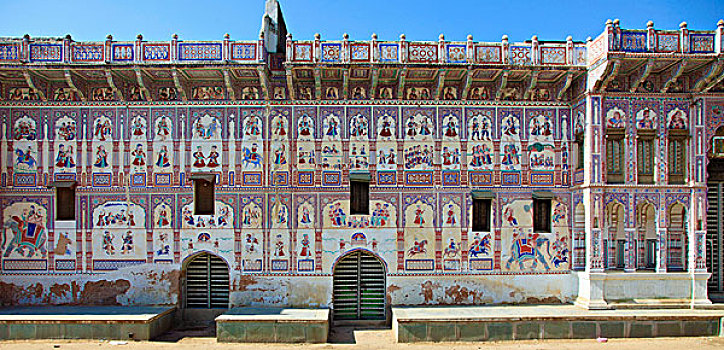 印度,拉贾斯坦邦,沙卡瓦蒂,哈维利建筑