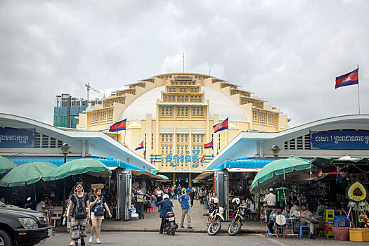 柬埔寨,金边,中央市场,首饰,宝石,销售,市集,整修,法国