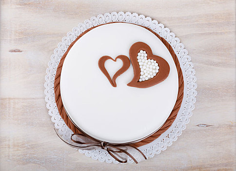 情人节,爱情,蛋糕,心形,木质背景