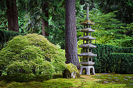 塔,日式庭园,波特兰,俄勒冈,美国