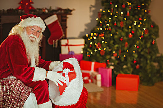 微笑,圣诞老人,圣诞袜,礼物